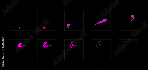 Smoke effect. poison smoke animation sprite sheet. classic poison smoke effect animation for game or cartoon or animation. vector style poison animation effect 1864.