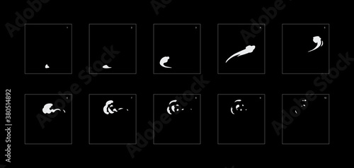 Smoke effect. smoke animation sprite sheet. classic smoke effect animation for game or cartoon or animation. vector style animation effect 1859.