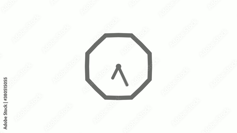 Counting down gray color 12 hours clock icon on white background,clock icon