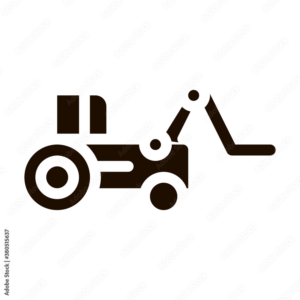 Case Loader Tractor Vehicle Vector Icon. Agricultural Farm Lift Tractor, Machinery Pictogram. Industry Loading Machine Equipment Black And White Contour Illustration Case Loader Tractor Vehicle Vector Icon. Agricultural Farm Lift Tractor, Machinery Pictogram. Industry Loading Machine Equipment Black And White Contour Illustration