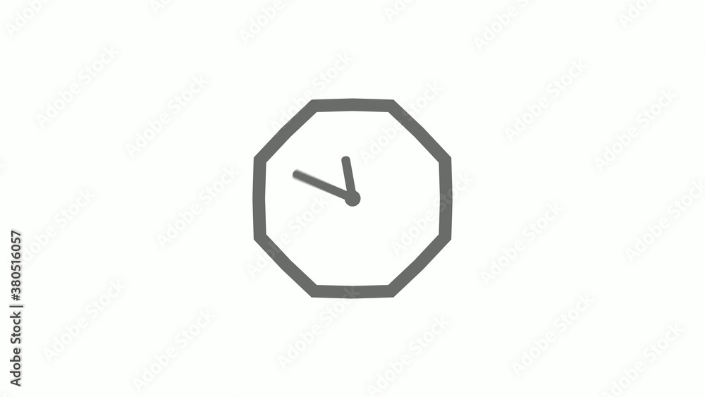 Counting down gray color 12 hours clock icon on white background,clock icon