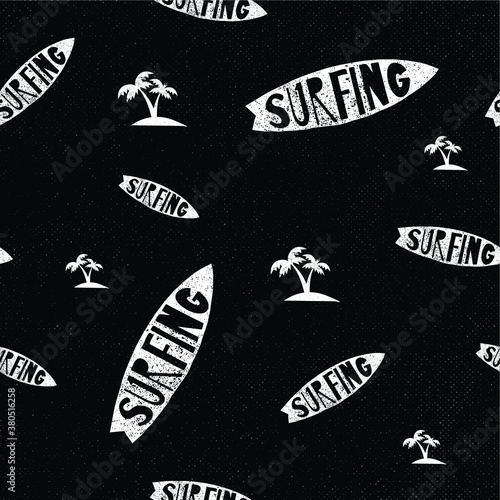 surfing board seamless pattern black and white background