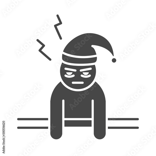 insomnia, sleepless man with hat silhouette icon style