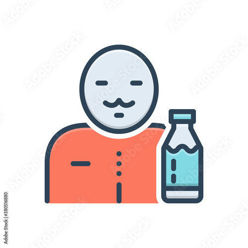 Color illustration icon for milkman