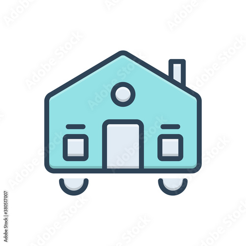 Color illustration icon for mobilhome
