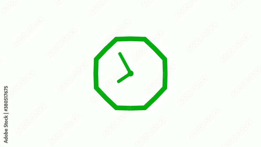 New green color 12 hours counting down clock icon on white background,clock isolated without trick New green color 12 hours counting down clock icon on white background,clock isolated without trick