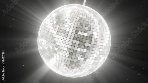 Spinning Mirror Disco Ball Sparkling Shines Beautiful Light Rays - 4K Seamless Loop Motion Background Animation