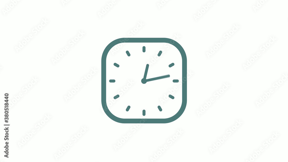 New cyan gray color 12 hours counting down clock icon on white background New cyan gray color 12 hours counting down clock icon on white background