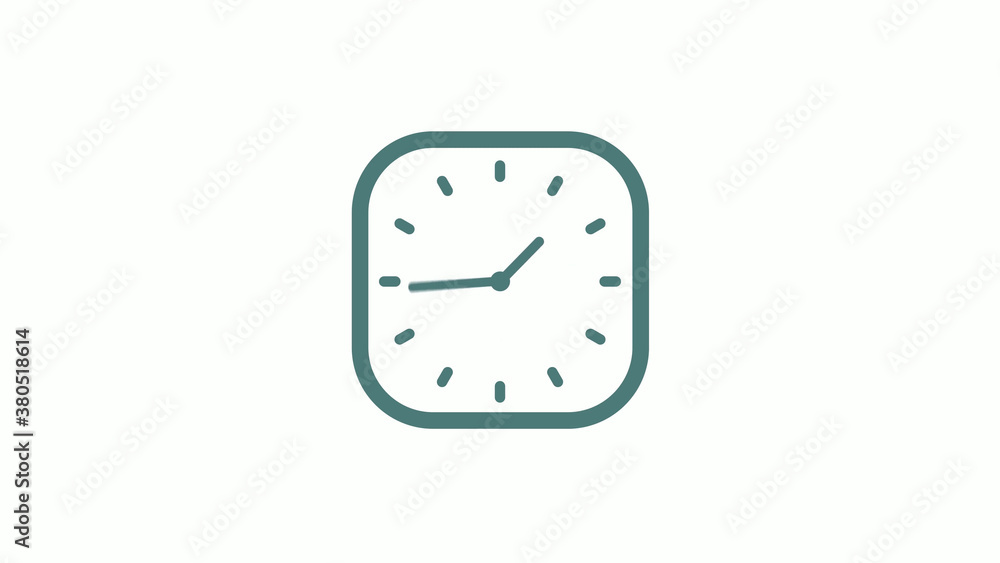 New cyan gray color 12 hours counting down clock icon on white background New cyan gray color 12 hours counting down clock icon on white background