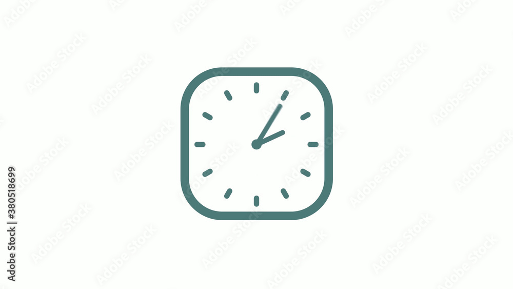 New cyan gray color 12 hours counting down clock icon on white background New cyan gray color 12 hours counting down clock icon on white background