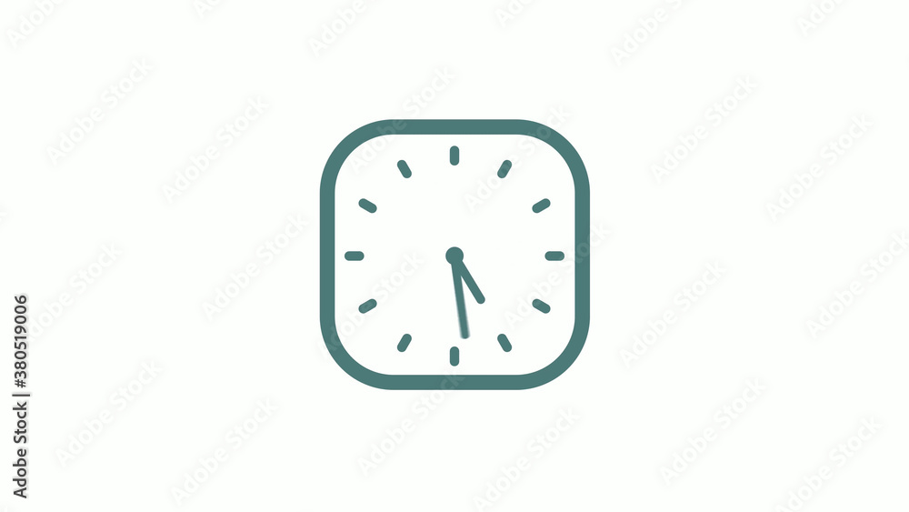 New cyan gray color 12 hours counting down clock icon on white background New cyan gray color 12 hours counting down clock icon on white background