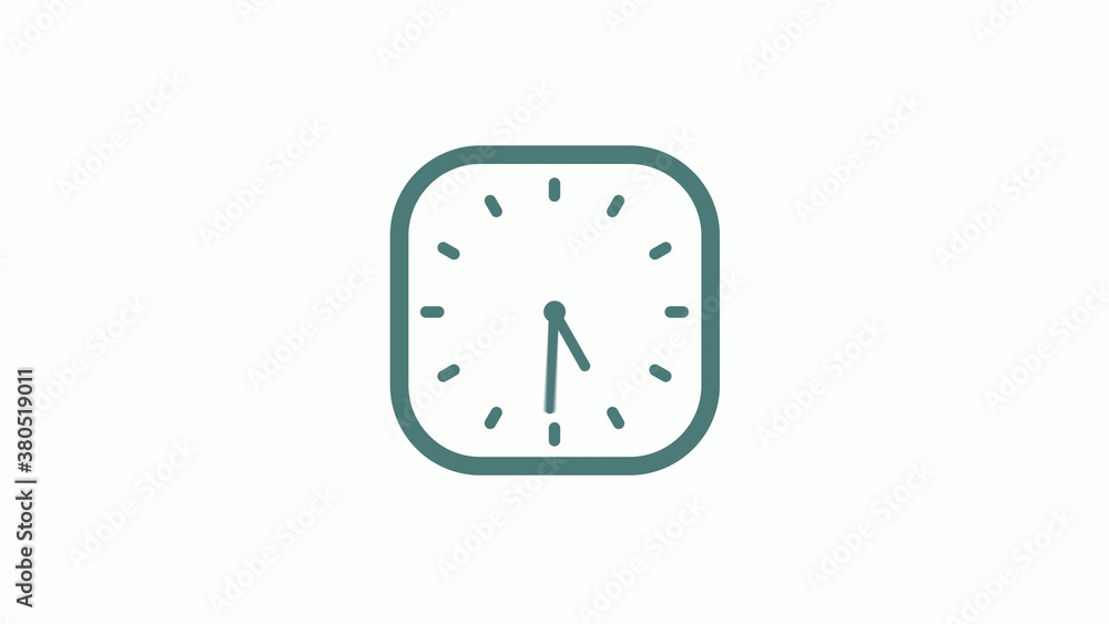New cyan gray color 12 hours counting down clock icon on white background New cyan gray color 12 hours counting down clock icon on white background