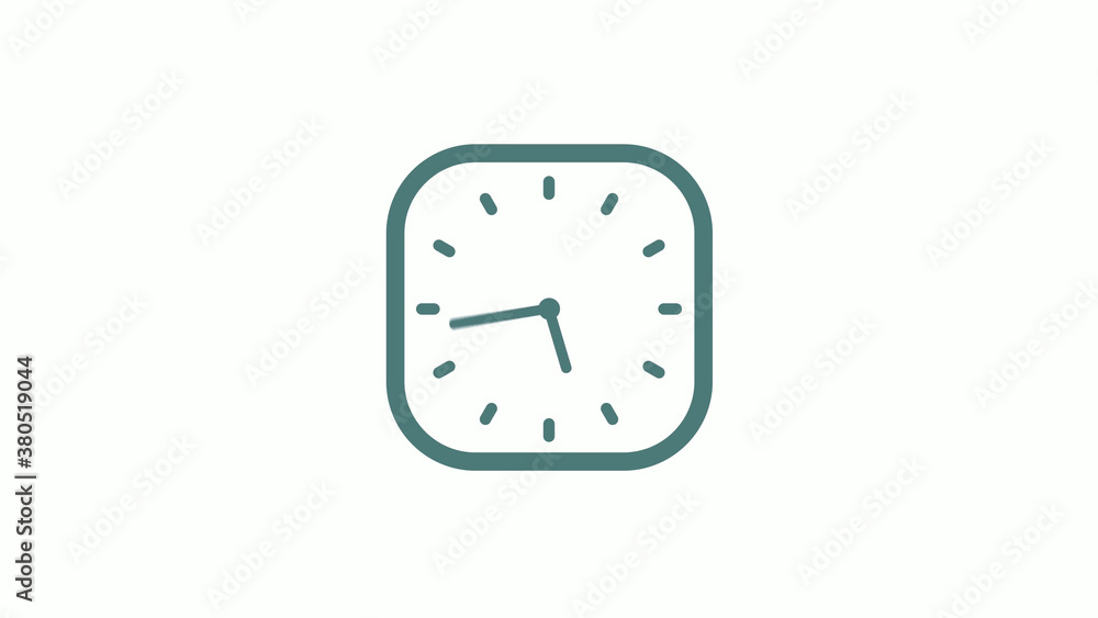 New cyan gray color 12 hours counting down clock icon on white background New cyan gray color 12 hours counting down clock icon on white background