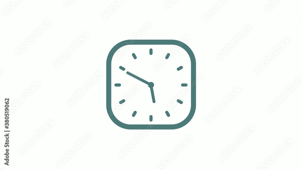 Beautiful square cyan gray counting down 12 hours clock icon on white background Beautiful square cyan gray counting down 12 hours clock icon on white background