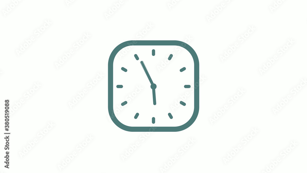 Beautiful square cyan gray counting down 12 hours clock icon on white background Beautiful square cyan gray counting down 12 hours clock icon on white background