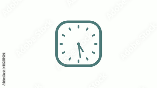 New cyan gray color 12 hours counting down clock icon on white background © MSH