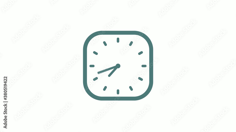 Beautiful square cyan gray counting down 12 hours clock icon on white background Beautiful square cyan gray counting down 12 hours clock icon on white background