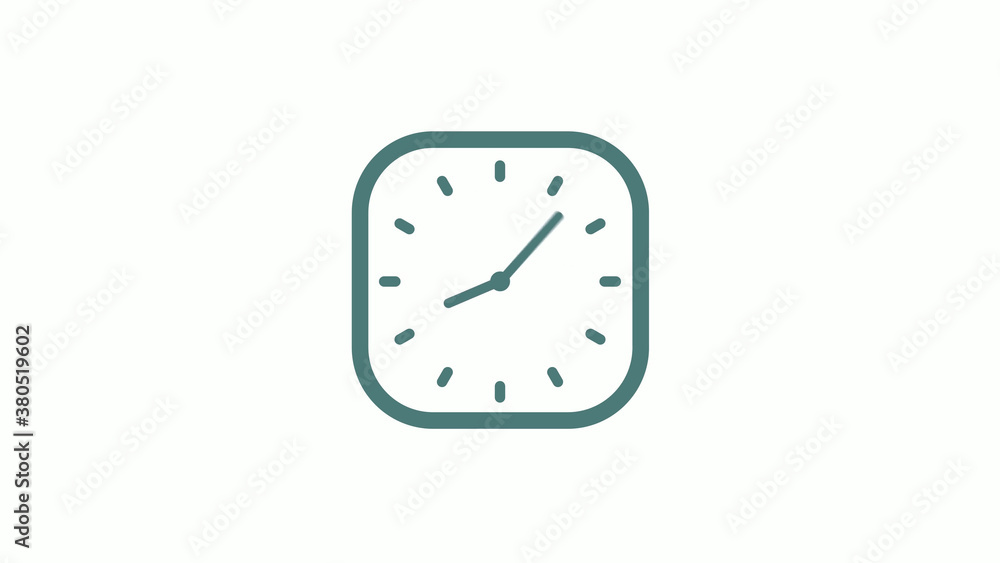 Beautiful square cyan gray counting down 12 hours clock icon on white background Beautiful square cyan gray counting down 12 hours clock icon on white background