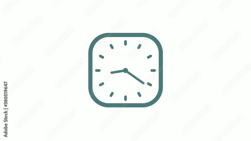 Beautiful square cyan gray counting down 12 hours clock icon on white background Beautiful square cyan gray counting down 12 hours clock icon on white background