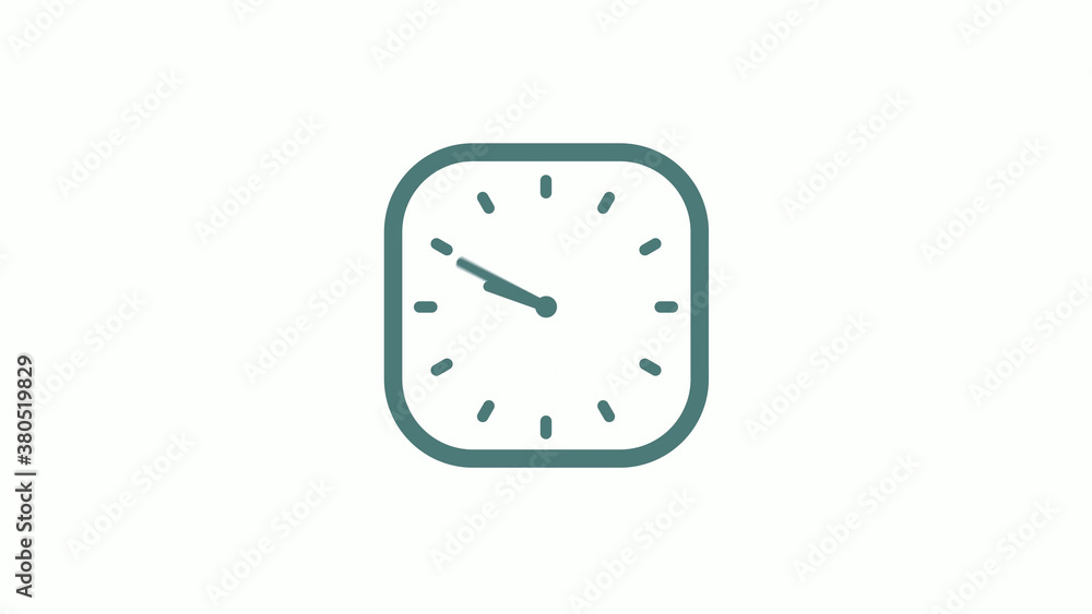 Beautiful square cyan gray counting down 12 hours clock icon on white background Beautiful square cyan gray counting down 12 hours clock icon on white background