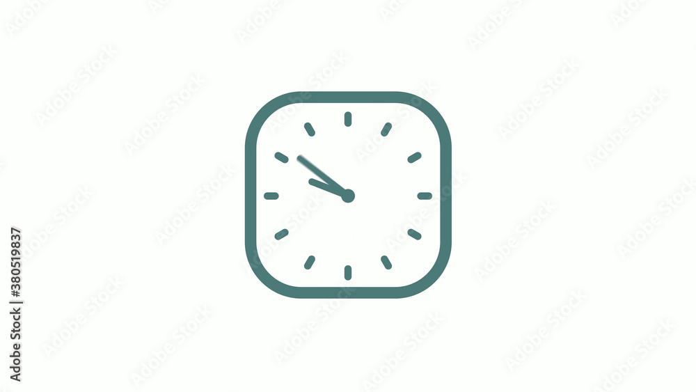 Beautiful square cyan gray counting down 12 hours clock icon on white background Beautiful square cyan gray counting down 12 hours clock icon on white background