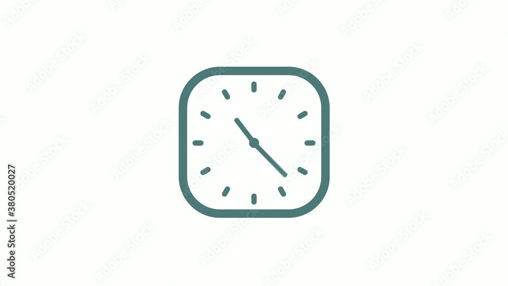 Beautiful square cyan gray counting down 12 hours clock icon on white background Beautiful square cyan gray counting down 12 hours clock icon on white background