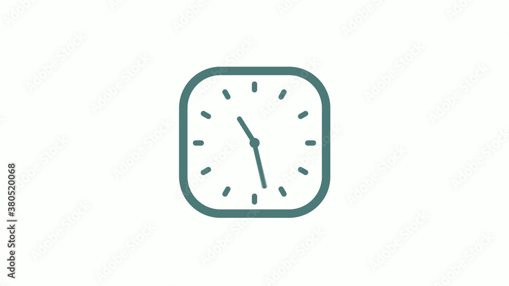 Beautiful square cyan gray counting down 12 hours clock icon on white background Beautiful square cyan gray counting down 12 hours clock icon on white background