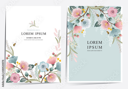 Vector illustration of a beautiful floral frame set for Wedding, anniversary, birthday and party. Design for invitation card, picture frame, poster, scrapbook 