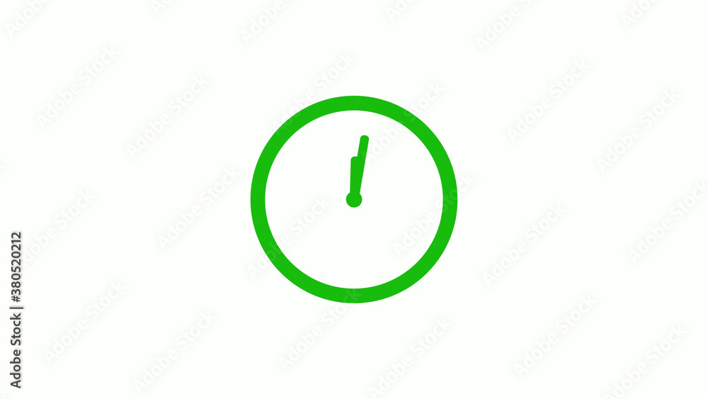 Green color circle 12 hours clock icon on white background,clock icon without trick Green color circle 12 hours clock icon on white background,clock icon without trick