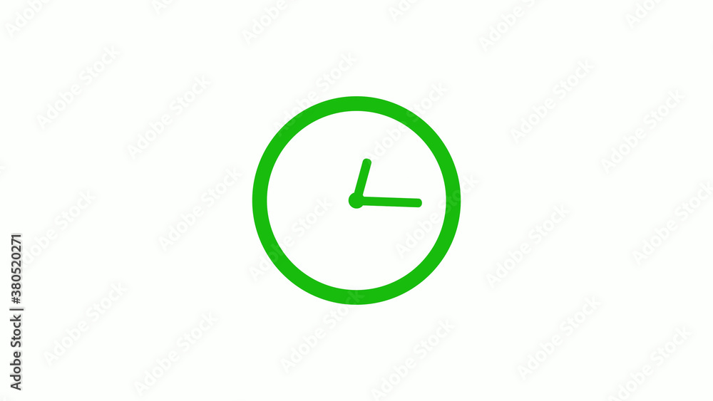 Green color circle 12 hours clock icon on white background,clock icon without trick Green color circle 12 hours clock icon on white background,clock icon without trick