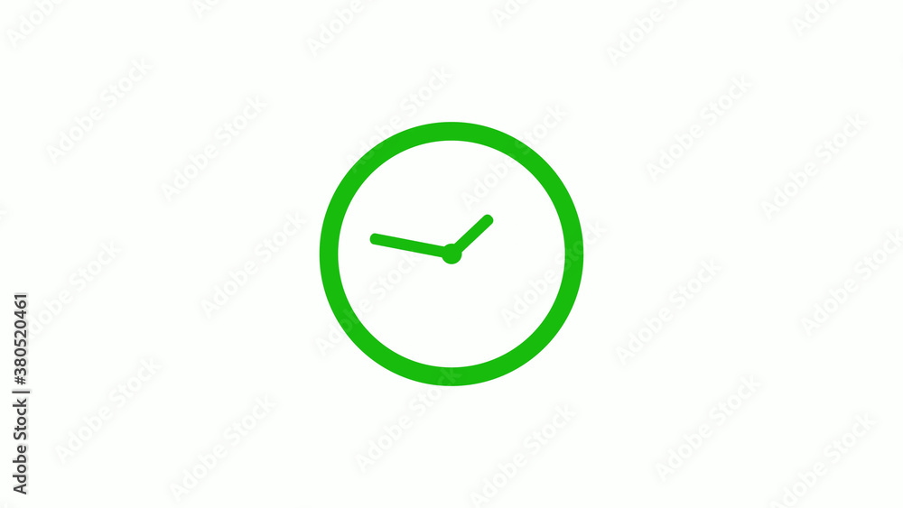 Green color circle 12 hours clock icon on white background,clock icon without trick Green color circle 12 hours clock icon on white background,clock icon without trick