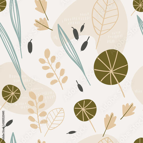 Seamless pattern with autumn leaves. Herbarium. Fall spirit.