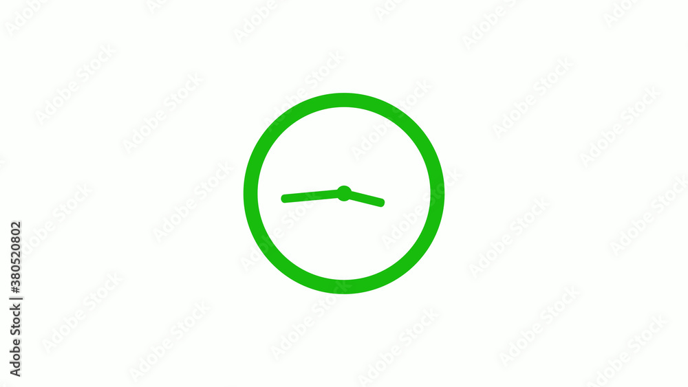 Green color circle 12 hours clock icon on white background,clock icon without trick Green color circle 12 hours clock icon on white background,clock icon without trick