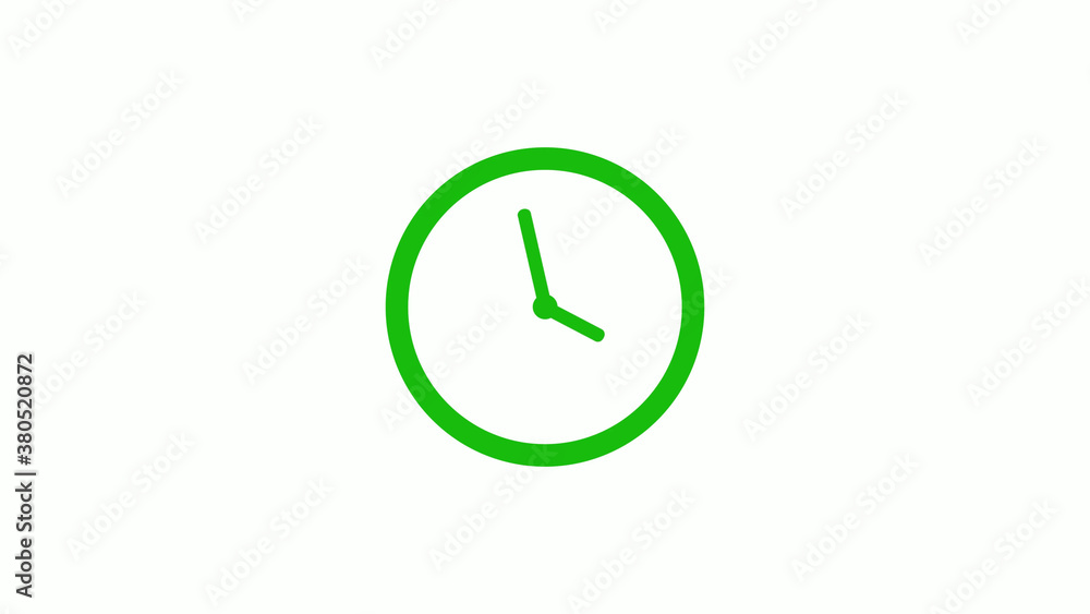 Green color circle 12 hours clock icon on white background,clock icon without trick Green color circle 12 hours clock icon on white background,clock icon without trick