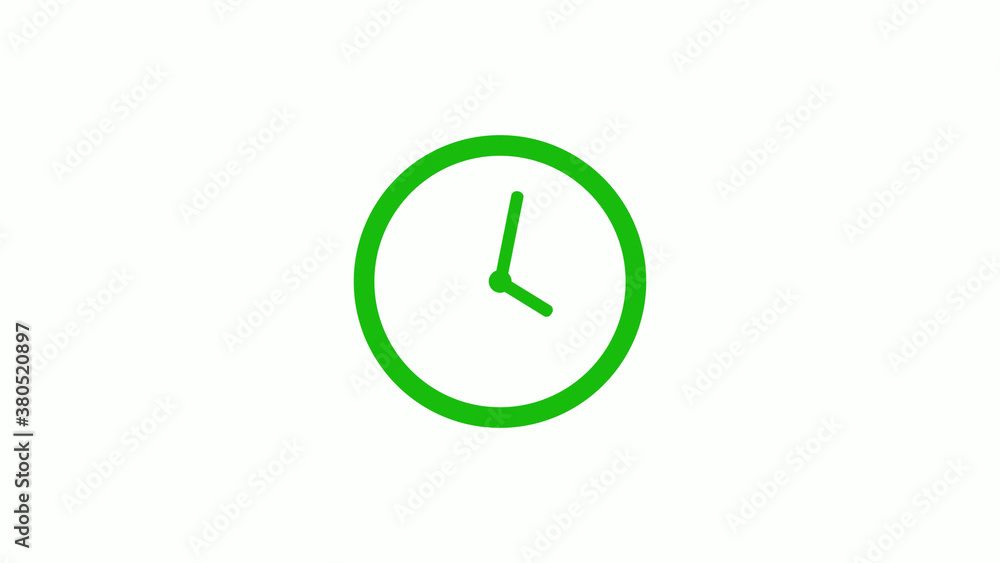 Green color circle 12 hours clock icon on white background,clock icon without trick Green color circle 12 hours clock icon on white background,clock icon without trick