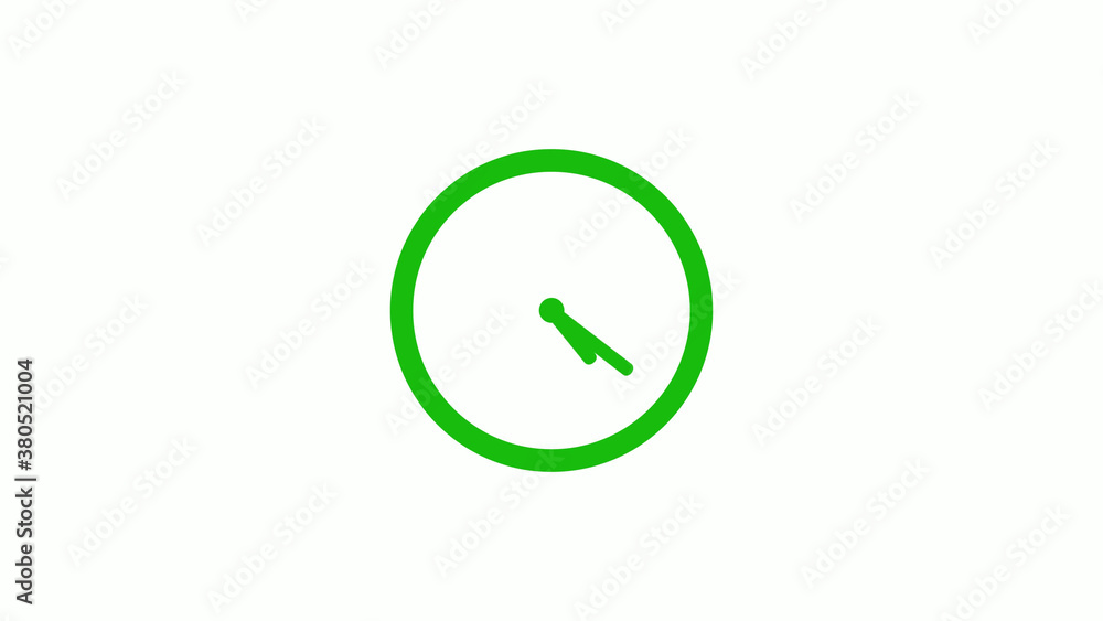 Green color circle 12 hours clock icon on white background,clock icon without trick Green color circle 12 hours clock icon on white background,clock icon without trick