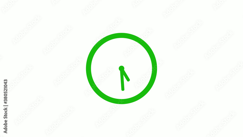 Green color circle 12 hours clock icon on white background,clock icon without trick Green color circle 12 hours clock icon on white background,clock icon without trick