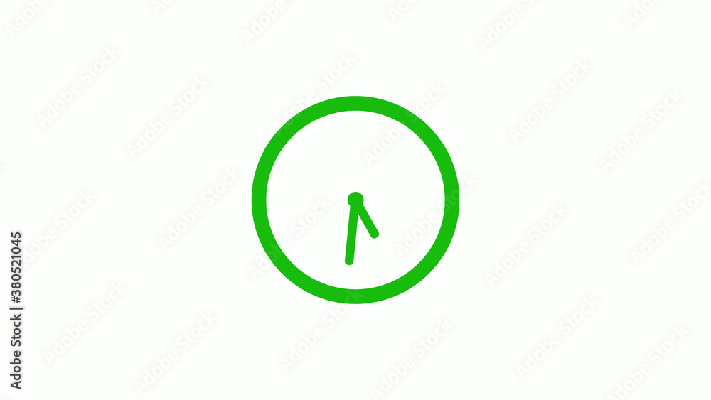 Green color circle 12 hours clock icon on white background,clock icon without trick Green color circle 12 hours clock icon on white background,clock icon without trick