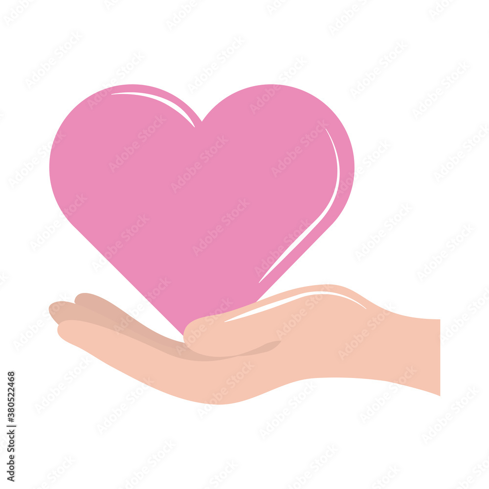 breast cancer awareness month, hand holding pink heart, healthcare concept flat icon style breast cancer awareness month, hand holding pink heart, healthcare concept flat icon style
