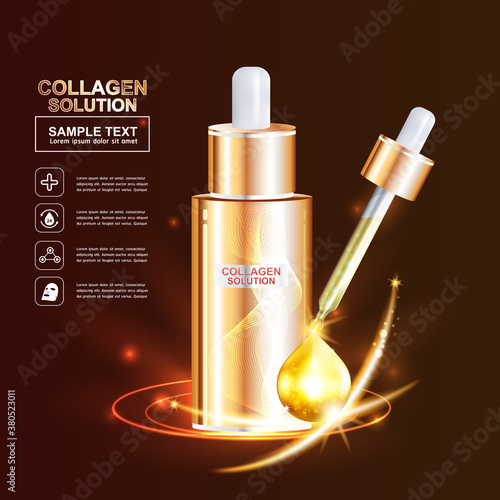 Collagen Serum and Vitamin Background Concept Skin Care Cosmetic.
