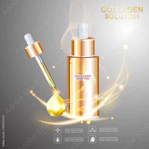 Collagen Serum and Vitamin Background Concept Skin Care Cosmetic.