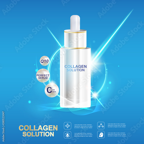 Collagen Serum and Vitamin Background Concept Skin Care Cosmetic.