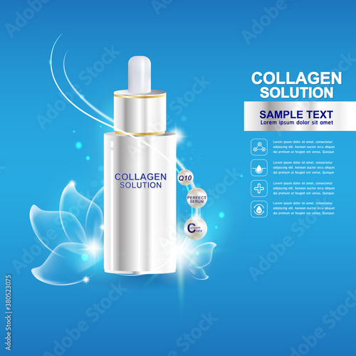 Collagen Serum and Vitamin Background Concept Skin Care Cosmetic.