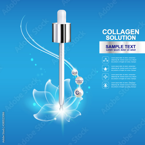 Collagen Serum and Vitamin Background Concept Skin Care Cosmetic.
