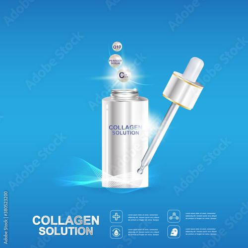 Collagen Serum and Vitamin Background Concept Skin Care Cosmetic.