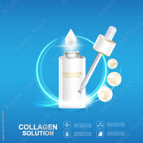 Collagen Serum and Vitamin Background Concept Skin Care Cosmetic.