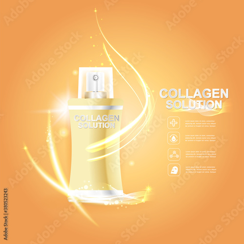 Collagen Serum and Vitamin Background Concept Skin Care Cosmetic.