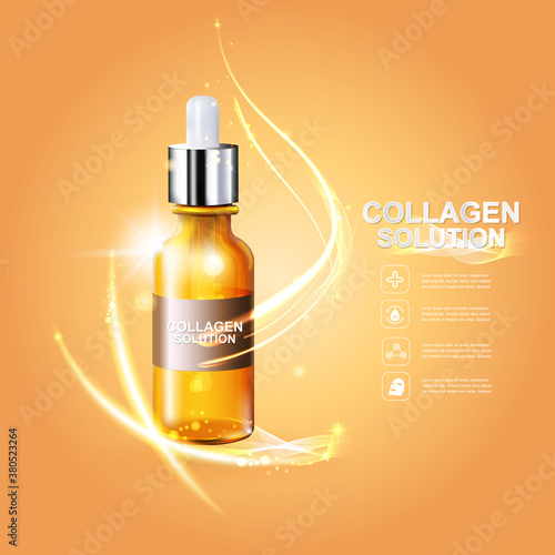 Collagen Serum and Vitamin Background Concept Skin Care Cosmetic.