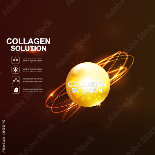 Collagen Serum and Vitamin Background Concept Skin Care Cosmetic.