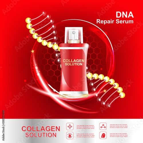 Collagen Serum and Vitamin Background Concept Skin Care Cosmetic.